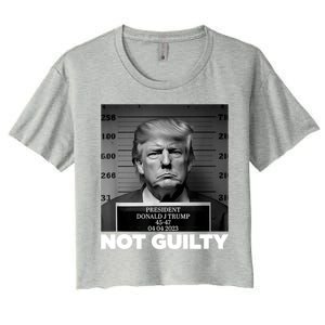 Trump Not Guilty Mug Shot Free Trump I Stand With Trump Women's Crop Top Tee