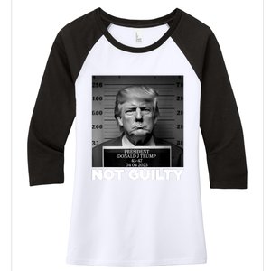 Trump Not Guilty Mug Shot Free Trump I Stand With Trump Women's Tri-Blend 3/4-Sleeve Raglan Shirt