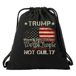 Trump Not Guilty, Free Trump We The People American Flag Drawstring Bag