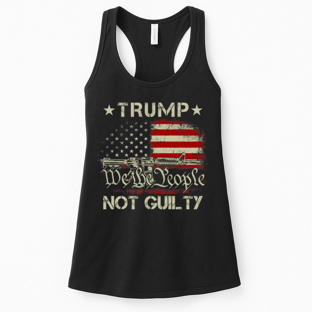 Trump Not Guilty, Free Trump We The People American Flag Womens Tank Top