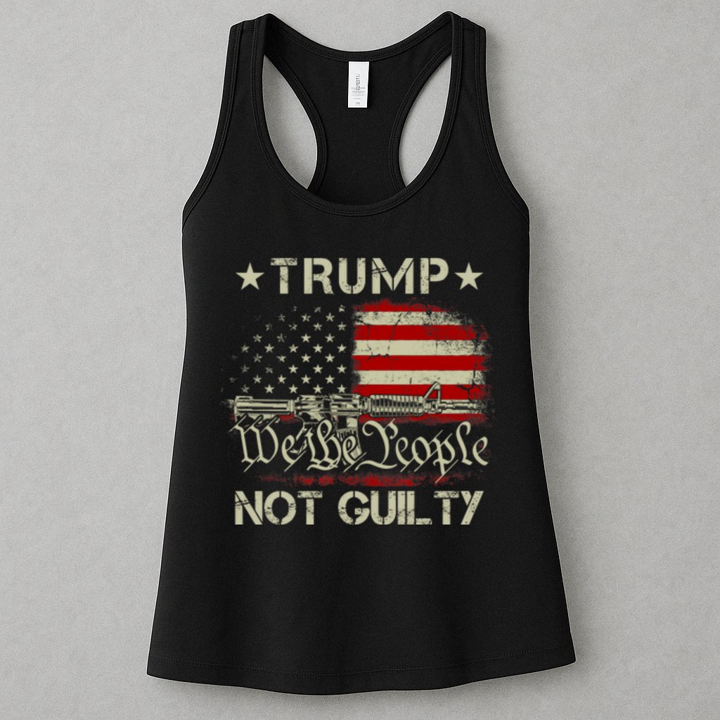 Trump Not Guilty, Free Trump We The People American Flag Womens Tank Top