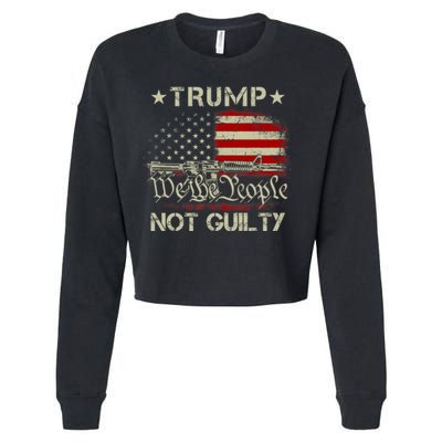 Trump Not Guilty, Free Trump We The People American Flag Cropped Pullover Crew