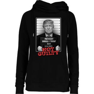 Trump not guilty Trump 2024 Mugshot Womens Funnel Neck Pullover Hood