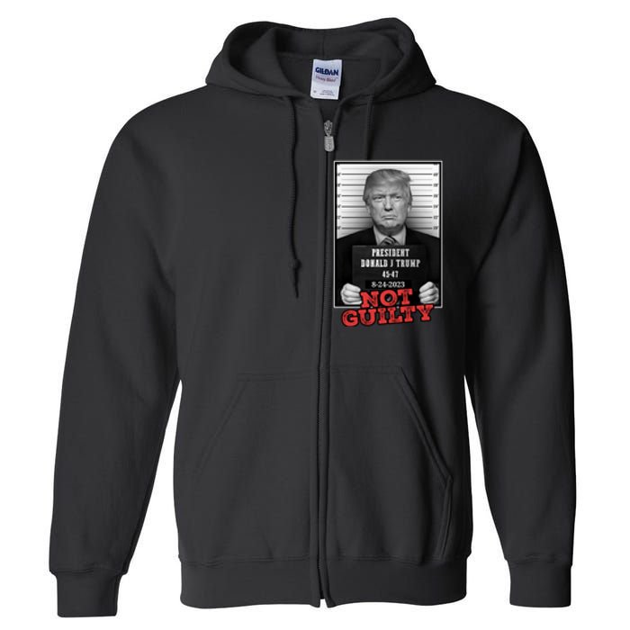 Trump not guilty Trump 2024 Mugshot Full Zip Hoodie