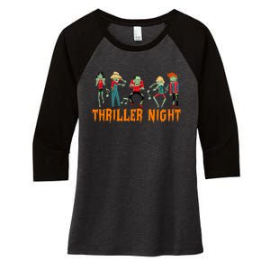 Thriller Night Halloween Dancing Zombie Women's Tri-Blend 3/4-Sleeve Raglan Shirt