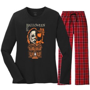 The Night He Came Home Lazy Halloween Costume Horror Movie Women's Long Sleeve Flannel Pajama Set 