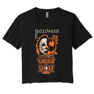 The Night He Came Home Lazy Halloween Costume Horror Movie Women's Crop Top Tee