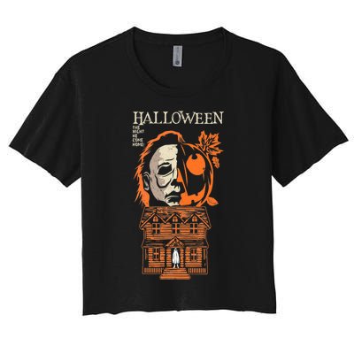 The Night He Came Home Lazy Halloween Costume Horror Movie Women's Crop Top Tee