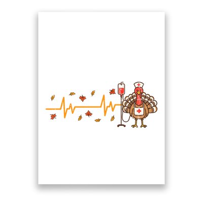 Thanksgiving Nurse Heartbeat Turkey Fall Scrub Top Women Poster