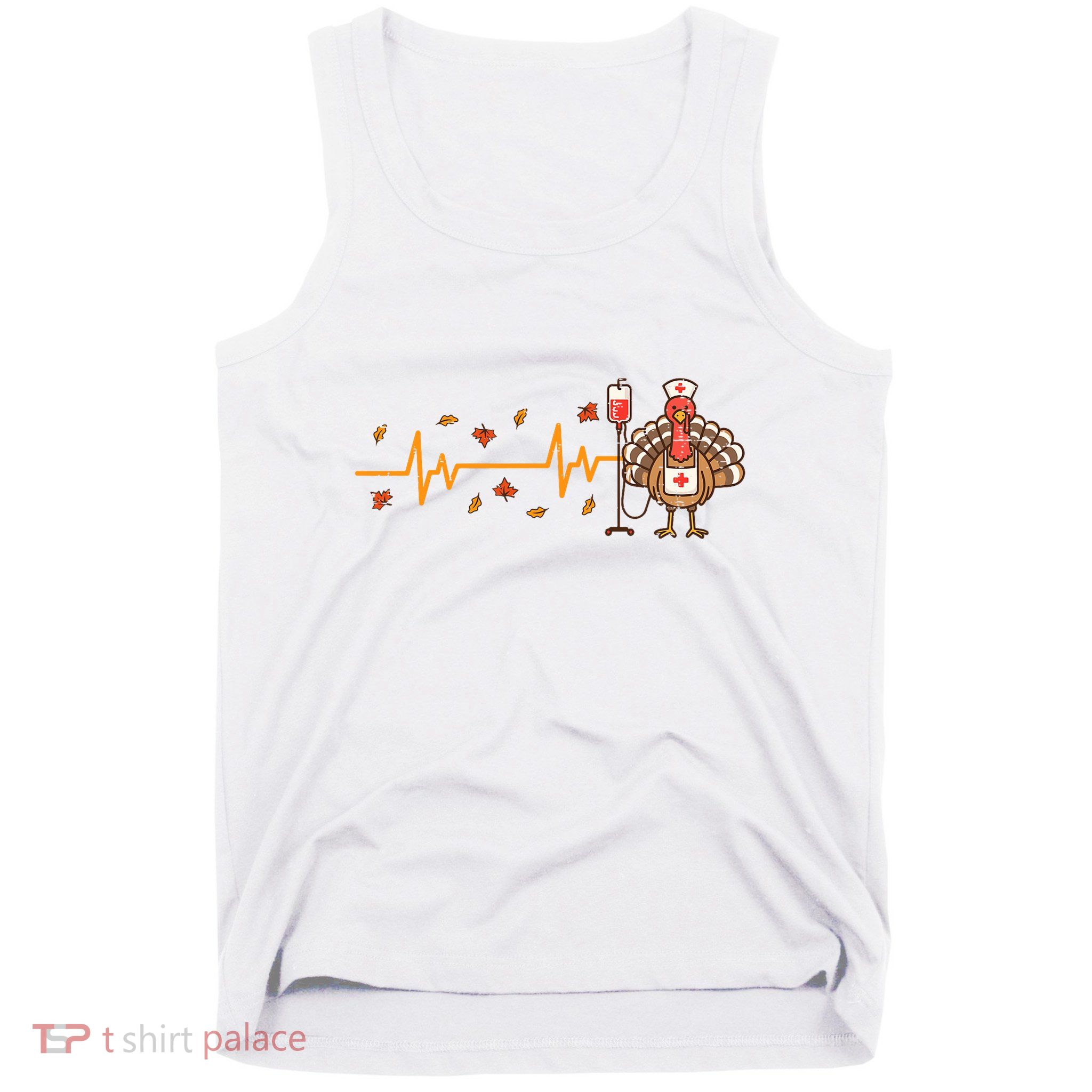 Thanksgiving Nurse Heartbeat Turkey Fall Scrub Top Women Tank Top