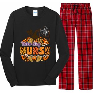 Telemetry Nurse Halloween Pumpkin Leopard Great Gift Long Sleeve Pajama Set