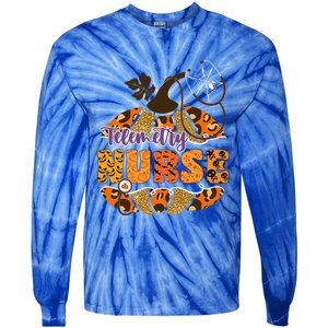 Telemetry Nurse Halloween Pumpkin Leopard Great Gift Tie-Dye Long Sleeve Shirt