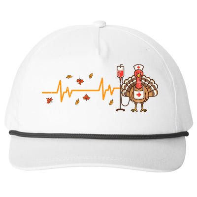 Thanksgiving Nurse Heartbeat Turkey Fall Snapback Five-Panel Rope Hat