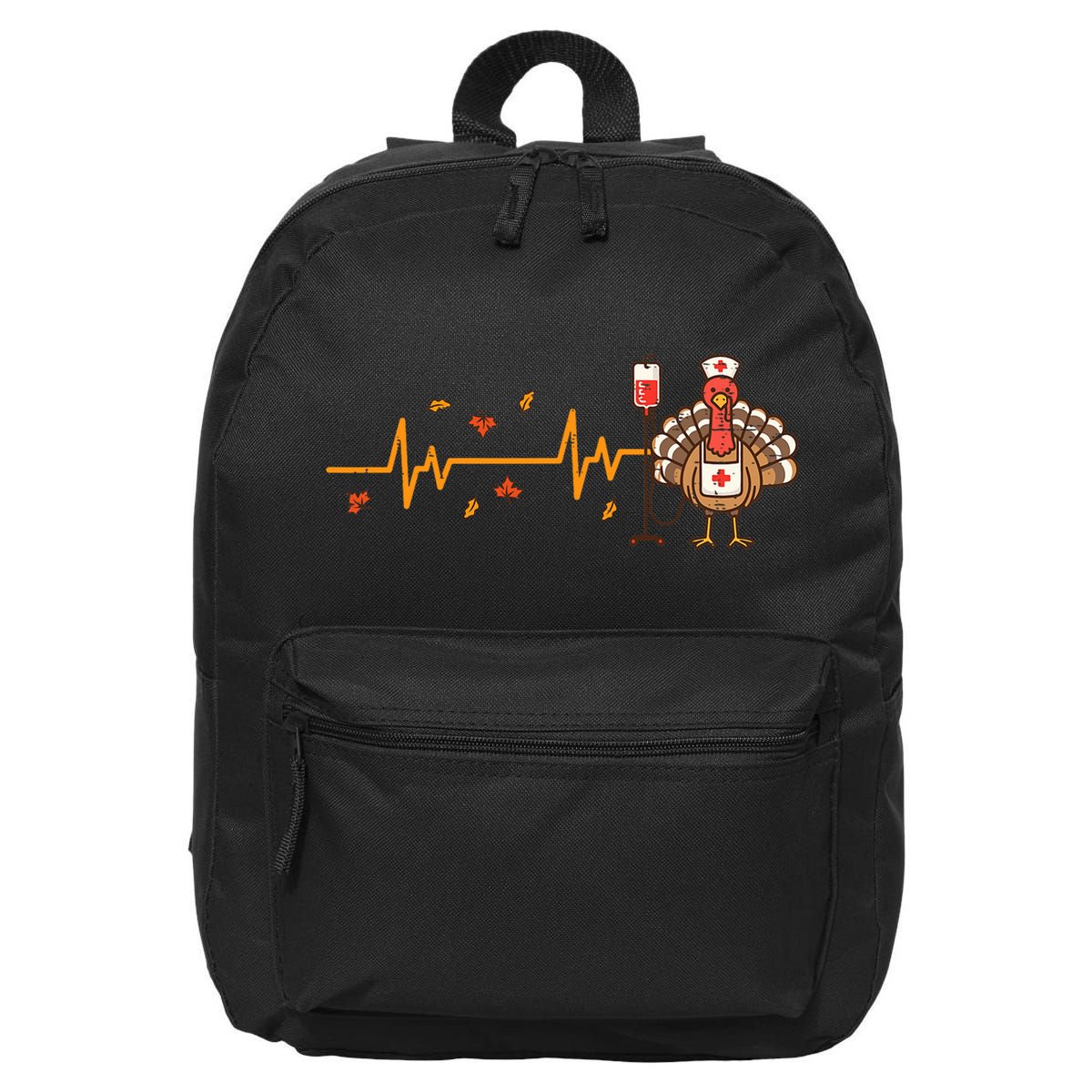 Thanksgiving Nurse Heartbeat Turkey Fall 16 in Basic Backpack