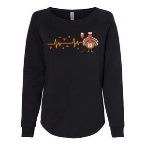 Thanksgiving Nurse Heartbeat Turkey Fall Womens California Wash Sweatshirt