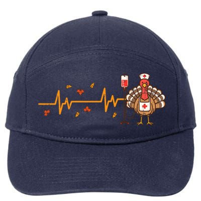 Thanksgiving Nurse Heartbeat Turkey Fall 7-Panel Snapback Hat