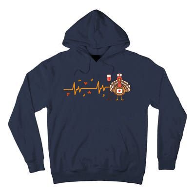 Thanksgiving Nurse Heartbeat Turkey Fall Tall Hoodie