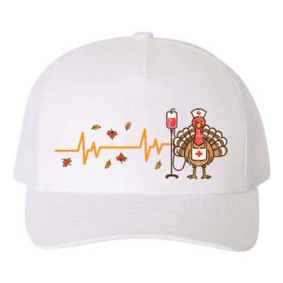 Thanksgiving Nurse Heartbeat Turkey Fall Yupoong Adult 5-Panel Trucker Hat