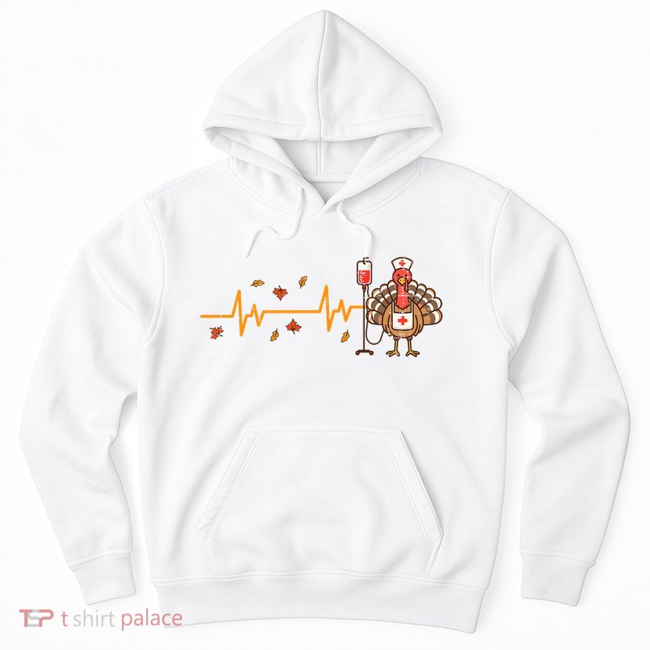 Thanksgiving Nurse Heartbeat Turkey Fall Hoodie