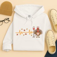 Thanksgiving Nurse Heartbeat Turkey Fall Hoodie