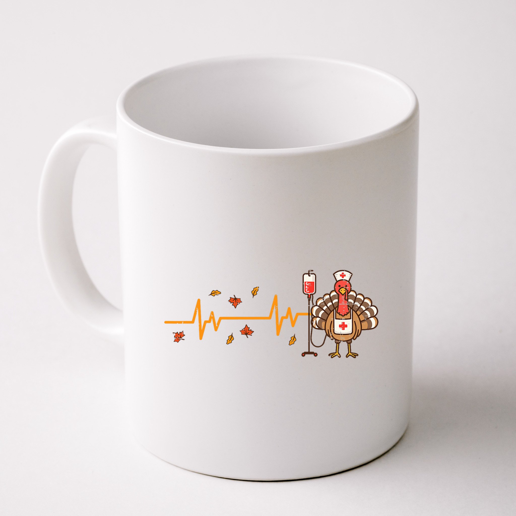 Thanksgiving Nurse Heartbeat Turkey Fall Mug