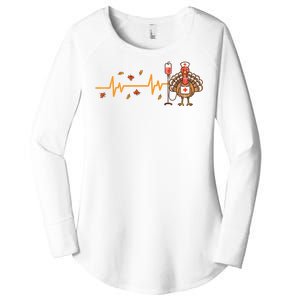 Thanksgiving Nurse Heartbeat Turkey Fall Women's Perfect Tri Tunic Long Sleeve Shirt