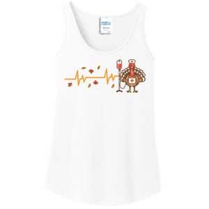 Thanksgiving Nurse Heartbeat Turkey Fall Ladies Essential Tank