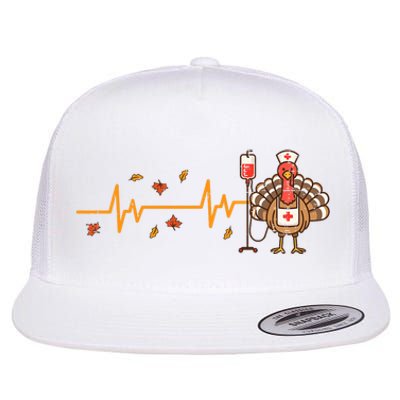 Thanksgiving Nurse Heartbeat Turkey Fall Flat Bill Trucker Hat