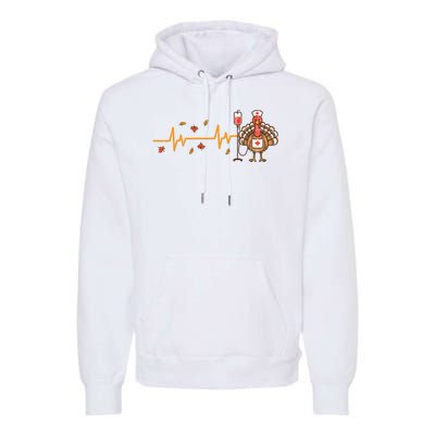 Thanksgiving Nurse Heartbeat Turkey Fall Premium Hoodie