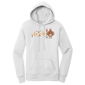 Thanksgiving Nurse Heartbeat Turkey Fall Women's Pullover Hoodie