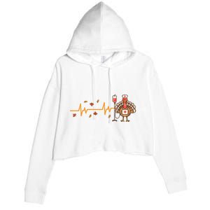 Thanksgiving Nurse Heartbeat Turkey Fall Crop Fleece Hoodie