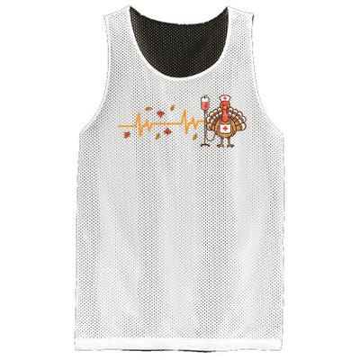 Thanksgiving Nurse Heartbeat Turkey Fall Mesh Reversible Basketball Jersey Tank