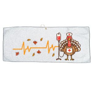 Thanksgiving Nurse Heartbeat Turkey Fall Large Microfiber Waffle Golf Towel