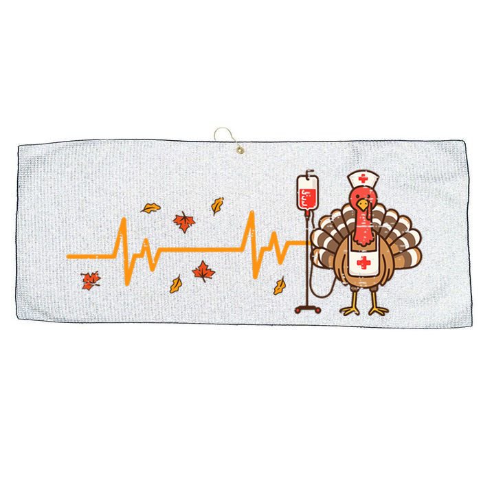 Thanksgiving Nurse Heartbeat Turkey Fall Large Microfiber Waffle Golf Towel