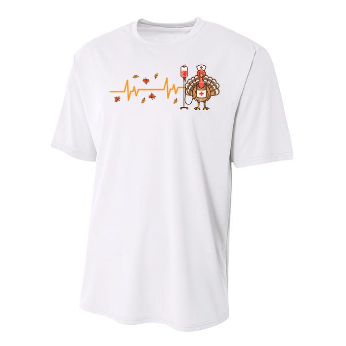 Thanksgiving Nurse Heartbeat Turkey Fall Performance Sprint T-Shirt