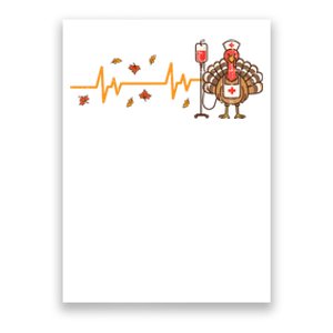 Thanksgiving Nurse Heartbeat Turkey Fall Poster