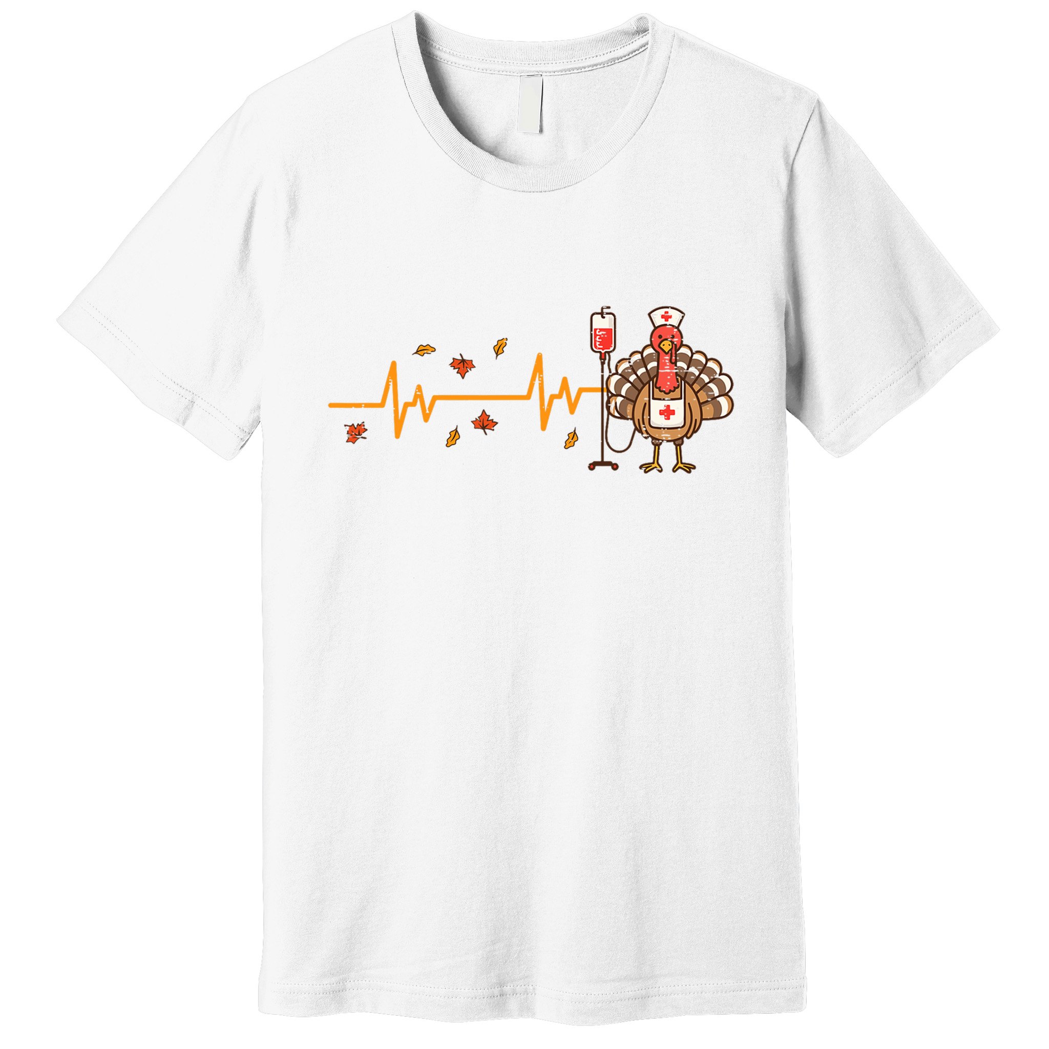 Thanksgiving Nurse Heartbeat Turkey Fall Premium T-Shirt