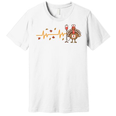 Thanksgiving Nurse Heartbeat Turkey Fall Premium T-Shirt