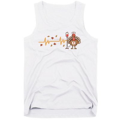 Thanksgiving Nurse Heartbeat Turkey Fall Tank Top