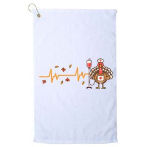 Thanksgiving Nurse Heartbeat Turkey Fall Platinum Collection Golf Towel