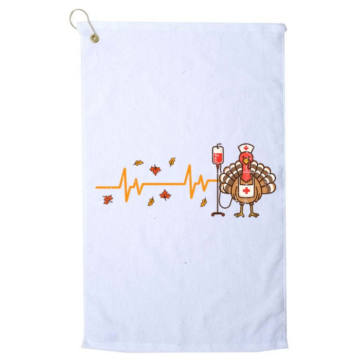 Thanksgiving Nurse Heartbeat Turkey Fall Platinum Collection Golf Towel