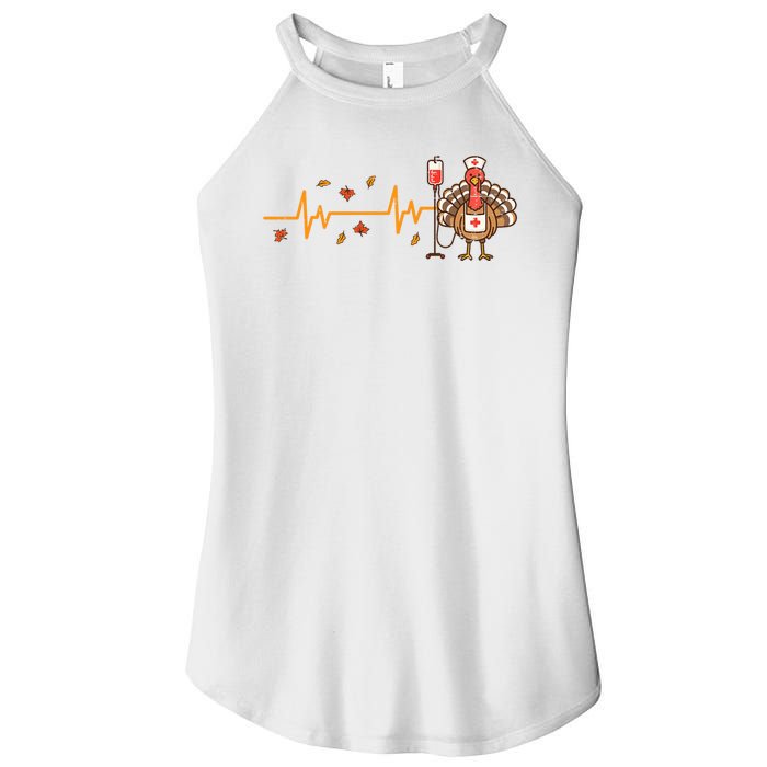 Thanksgiving Nurse Heartbeat Turkey Fall Women's Perfect Tri Rocker Tank