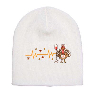 Thanksgiving Nurse Heartbeat Turkey Fall Short Acrylic Beanie