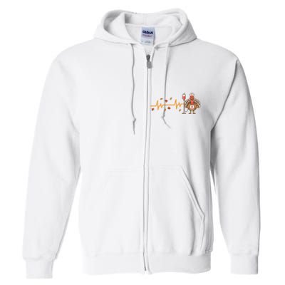 Thanksgiving Nurse Heartbeat Turkey Fall Full Zip Hoodie