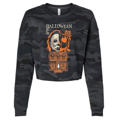 The Night He Came Home Lazy Halloween Costume Horror Movie Cropped Pullover Crew