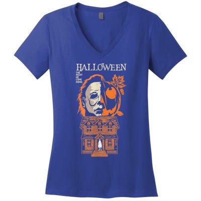 The Night He Came Home Lazy Halloween Costume Horror Movie Women's V-Neck T-Shirt