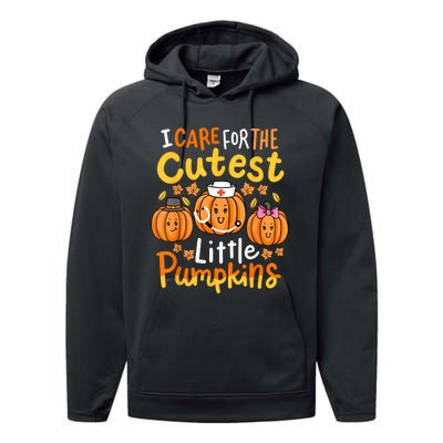 Thanksgiving Nurse I Care For The Cutest Little Pumpkins Performance Fleece Hoodie