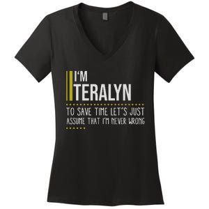 Terrand Name Im Terrand Im Never Wrong Women's V-Neck T-Shirt