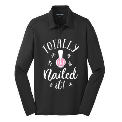 Totally Nailed It Manicure Nail Polish Humor Silk Touch Performance Long Sleeve Polo