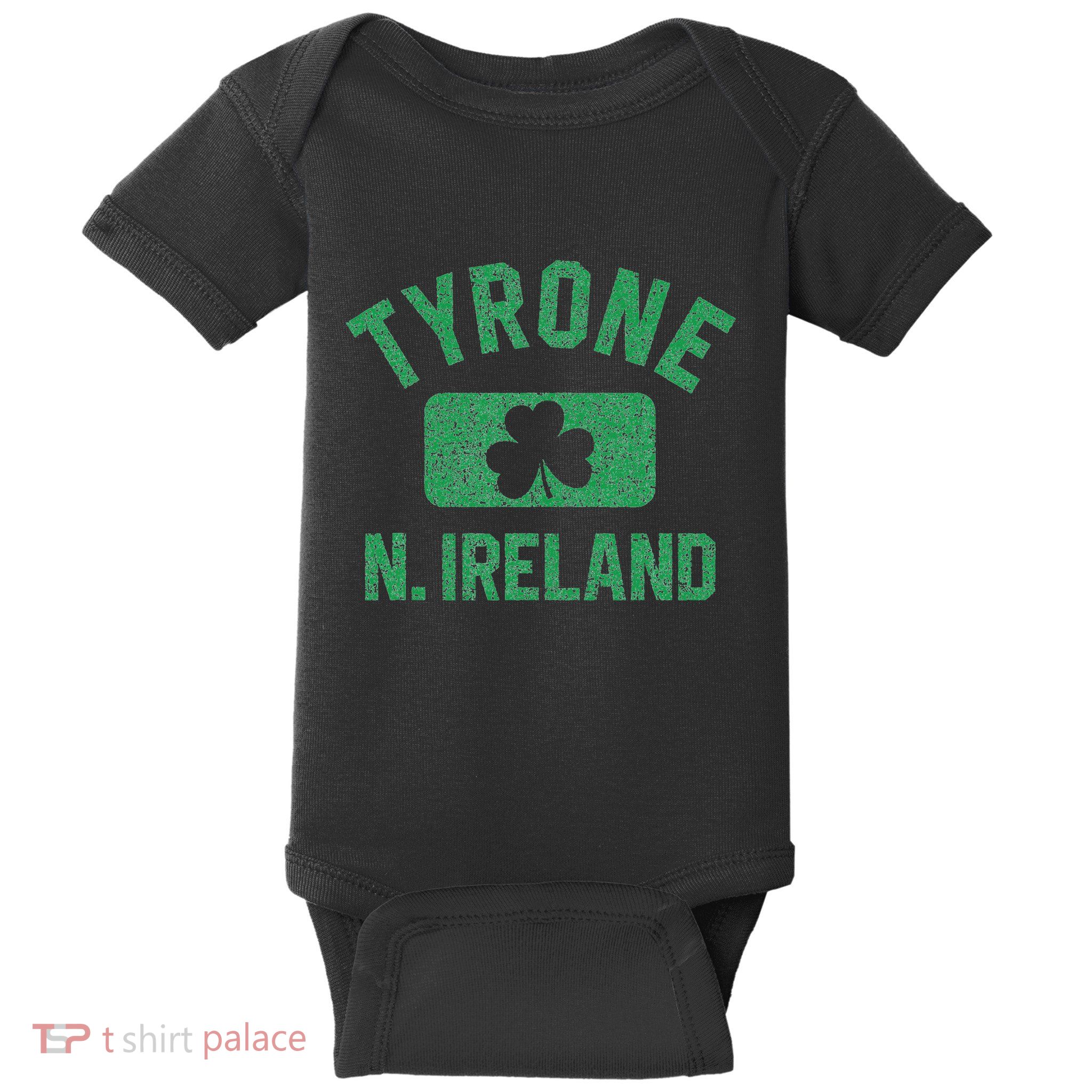 Tyrone N. Ireland Gym Style Distressed Green Print Baby Bodysuit